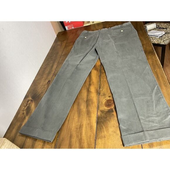 Peter Millar Pants Mens Size 36 Gray Pima Cotton Flat Front Cuffed Straight Leg - Picture 2 of 10